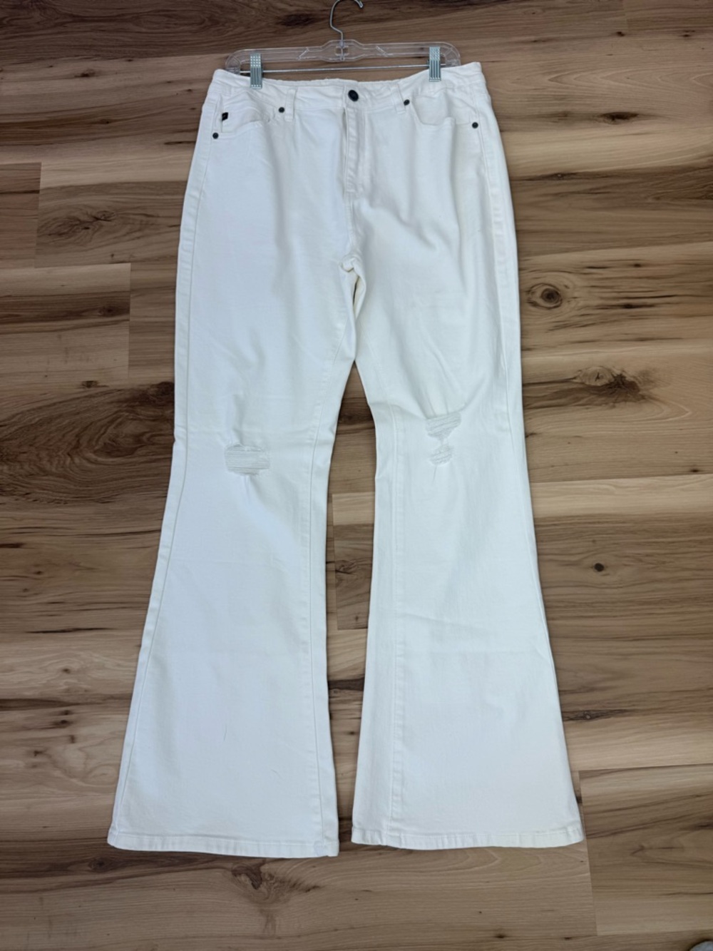 KanCan White High-Rise Distressed Flare Jeans K7 - Picture 1 of 9